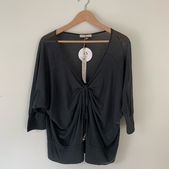 Plunging Drawstring 100% Cotton Top - Picture 1 of 8